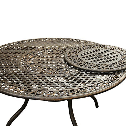 59-Inch Round Patio Dining Set with Lazy Susan