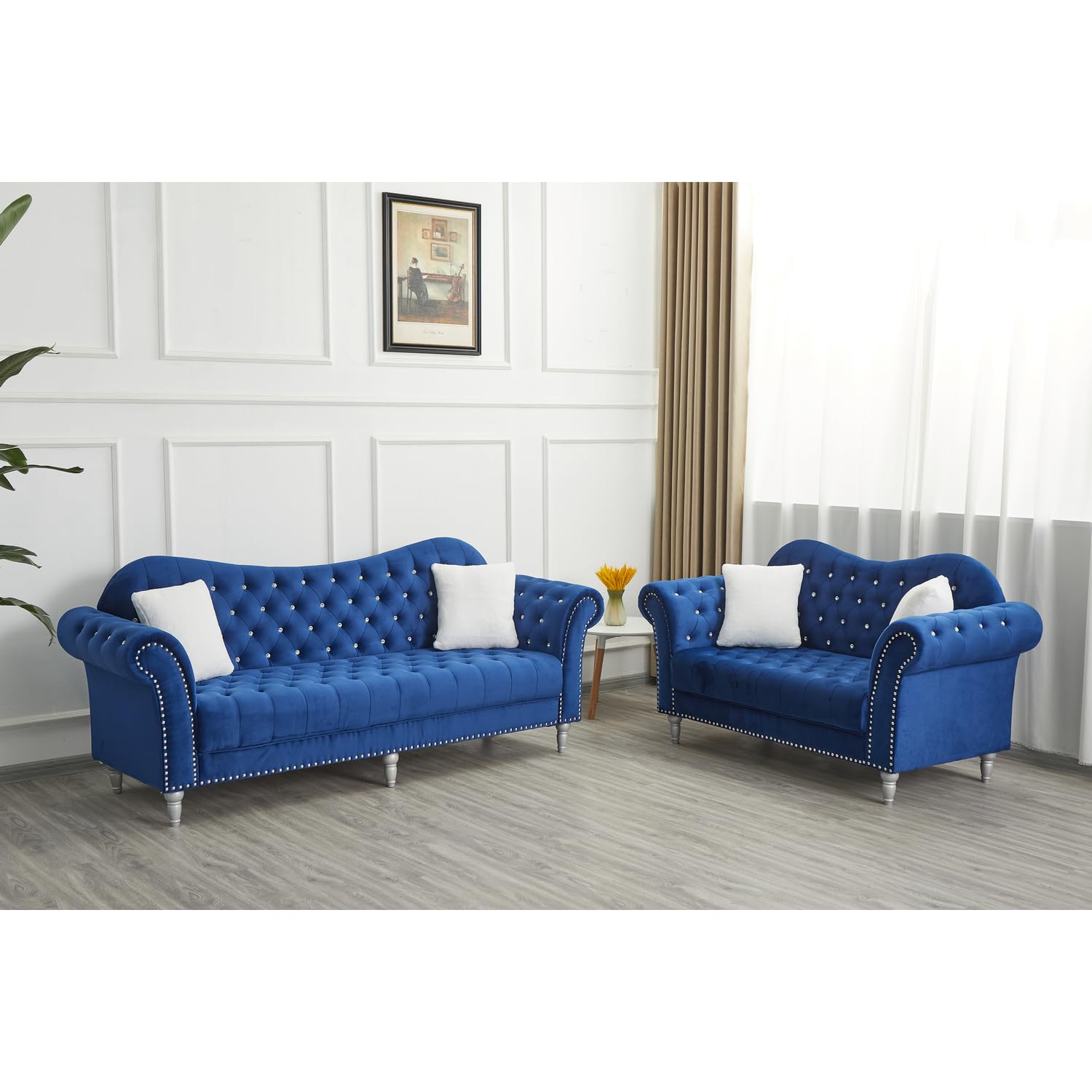 Modern 2-Piece Tufted Sofa Set with Loveseat