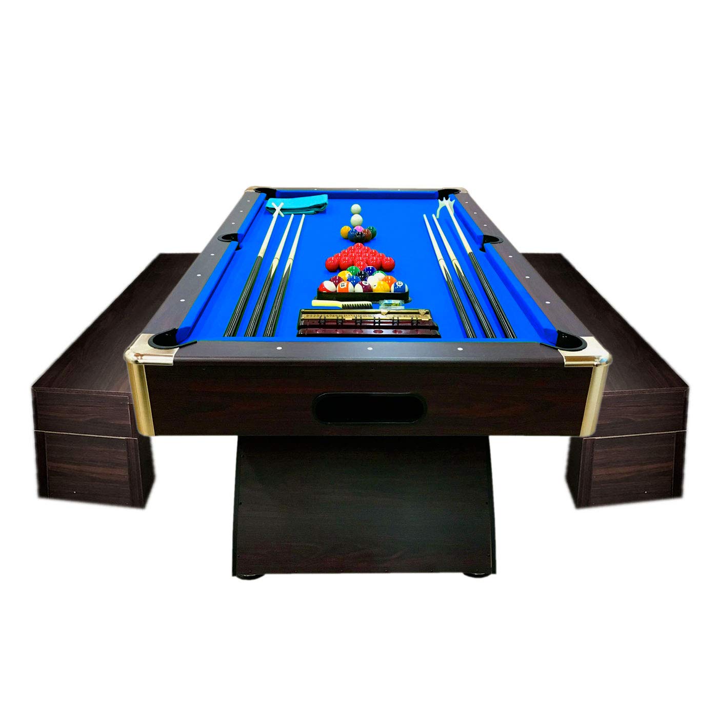 8-Foot Pool Table with Storage Benches
