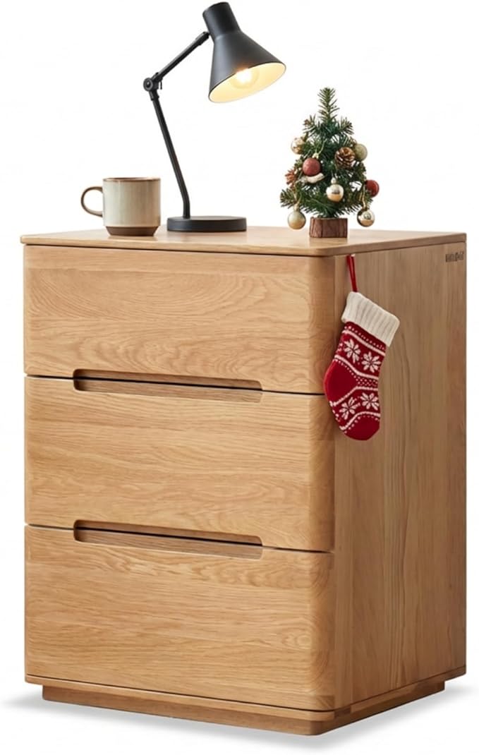 White Wood Nightstand with 2 Drawers