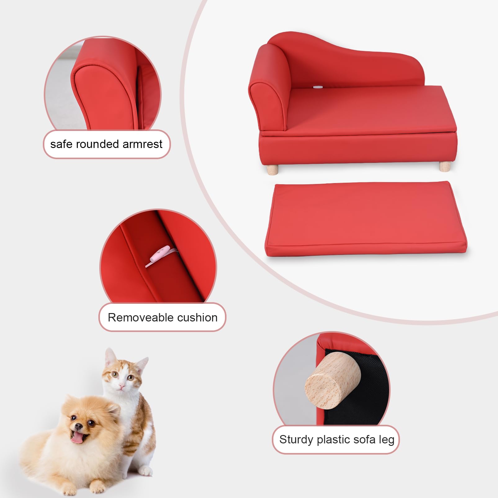 PU Leather Pet Sofa with Storage