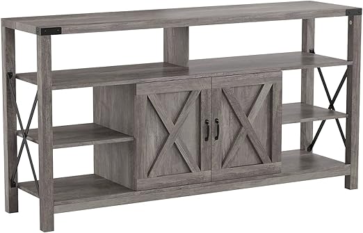 60" Modern Farmhouse TV Stand - Coastal Gray