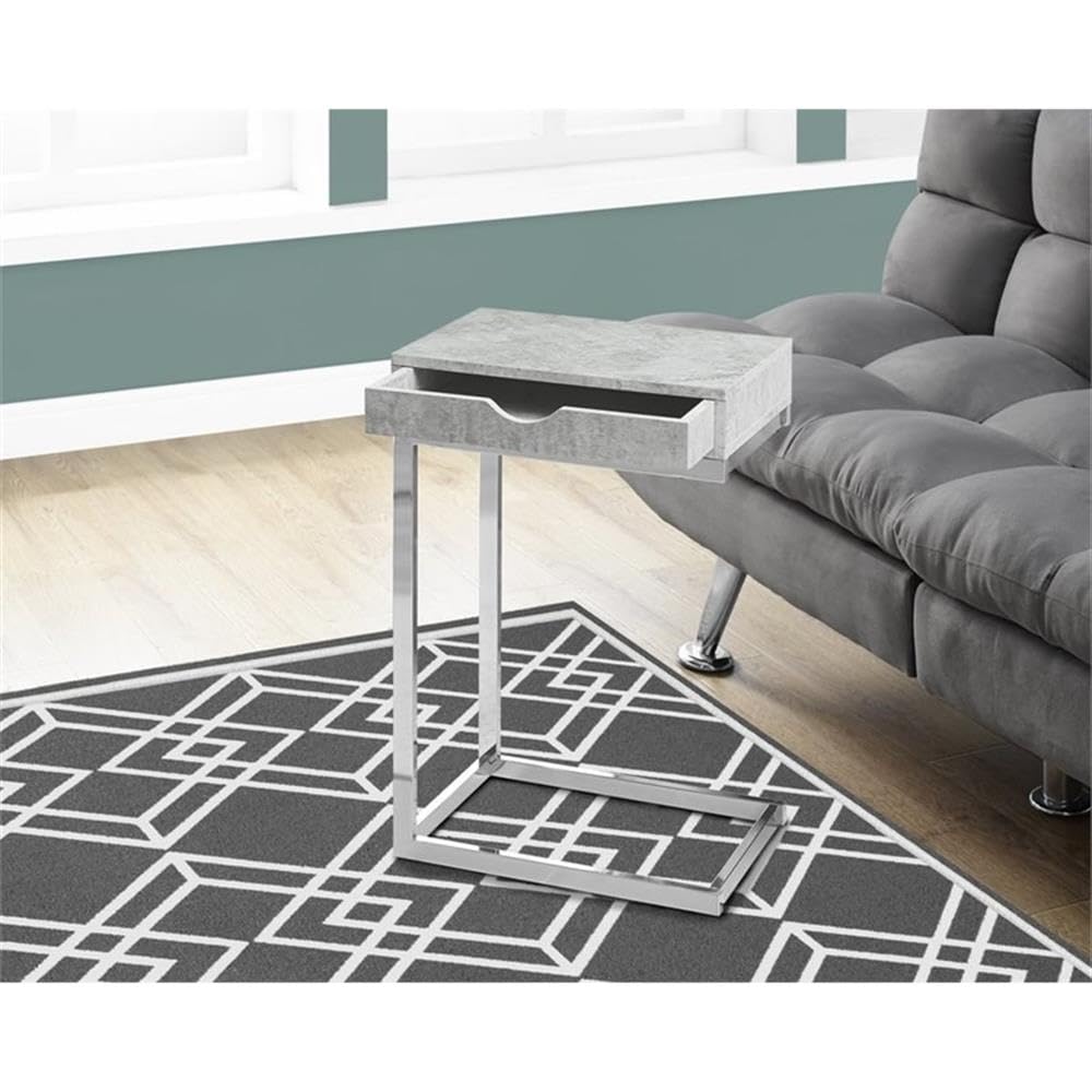 Grey Cement C-Table with Drawer