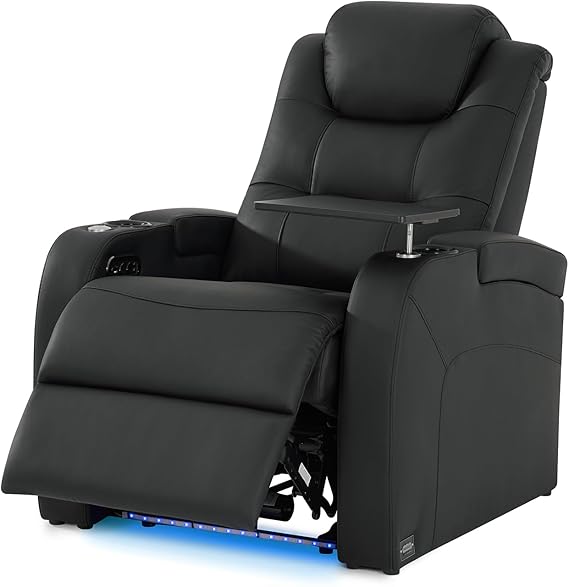 Top Grain Nappa Leather Power Recliner Home Theater Seating - Row of 5
