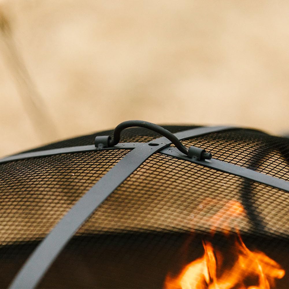 32-Inch Hemisphere Fire Pit with Screen and Poker