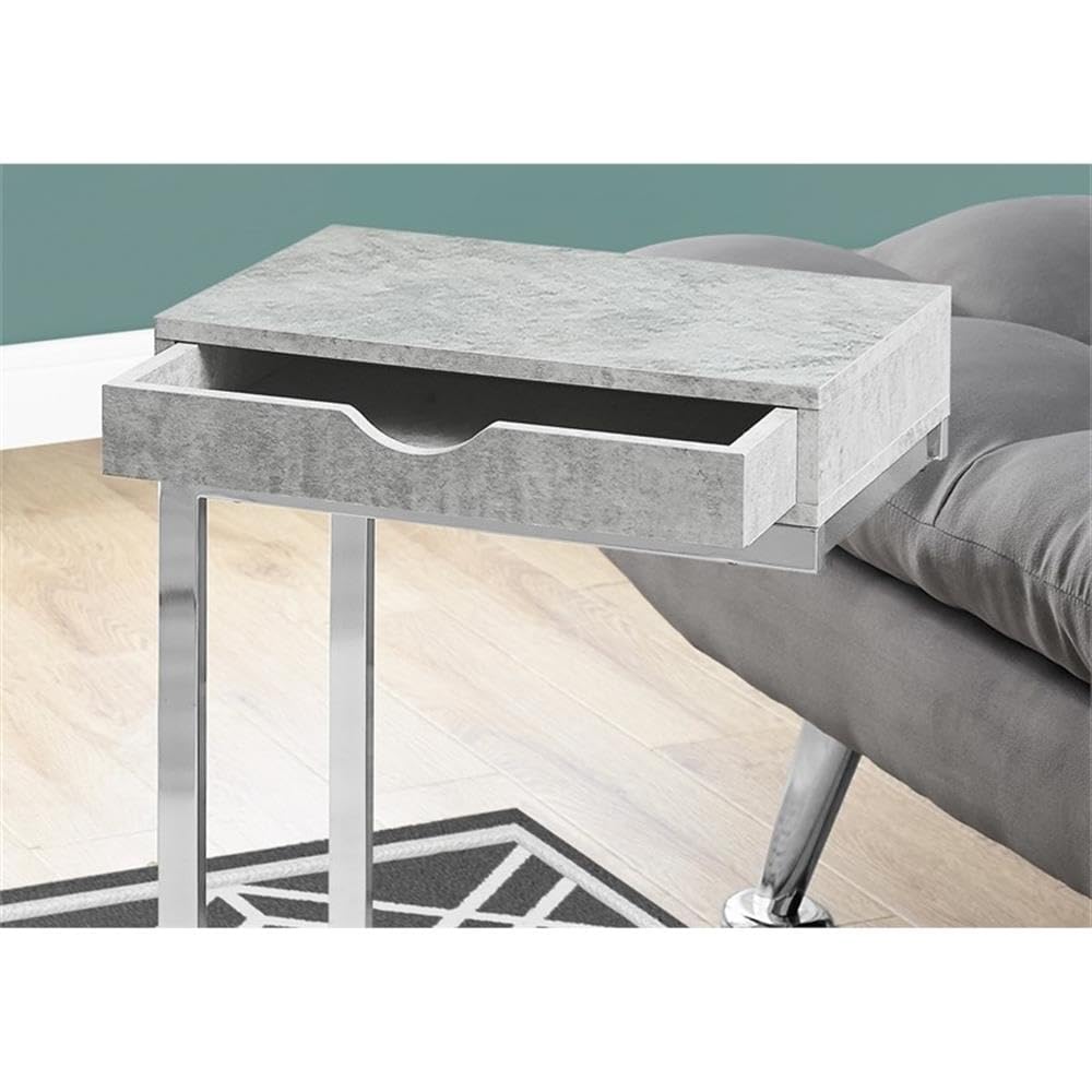 Grey Cement C-Table with Drawer