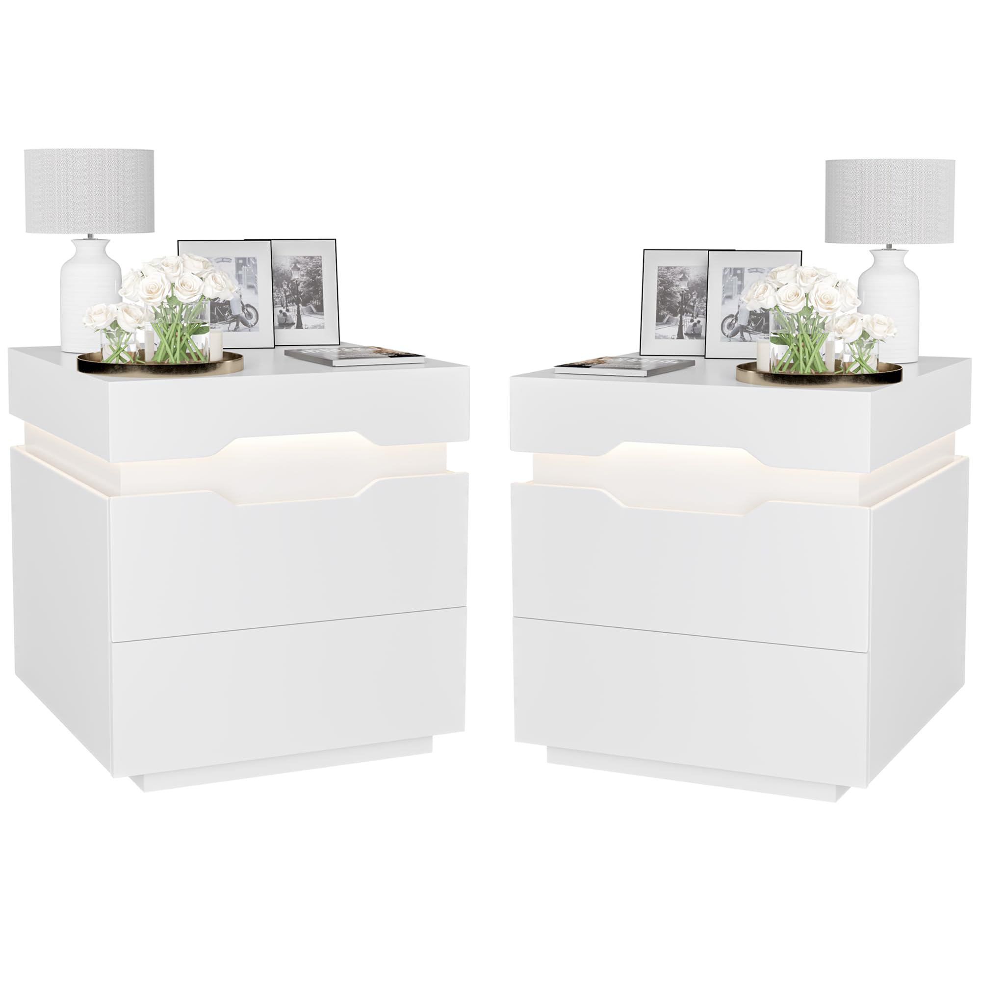 LED Nightstand with Charging Station