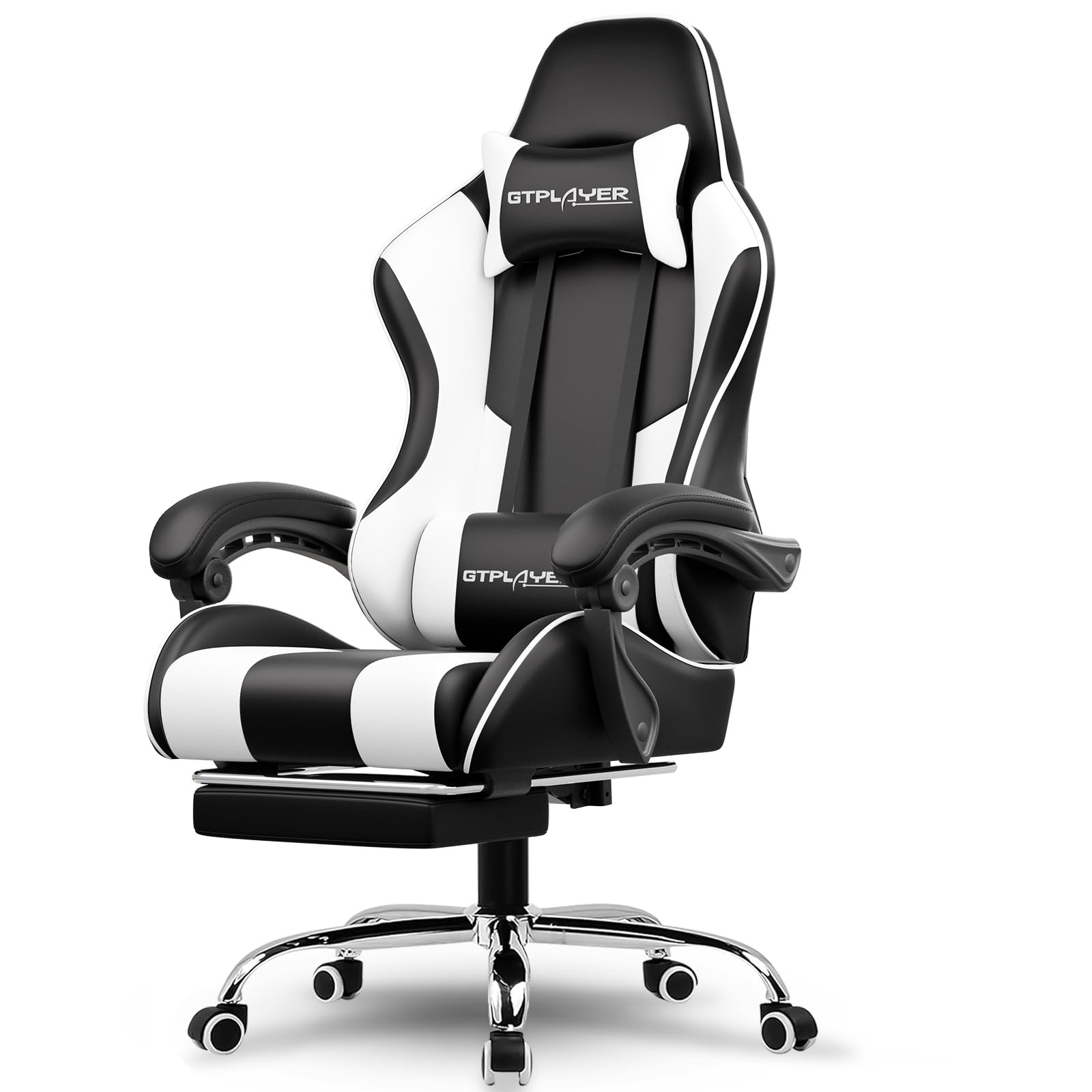 Gaming Chair with Footrest and Lumbar Support