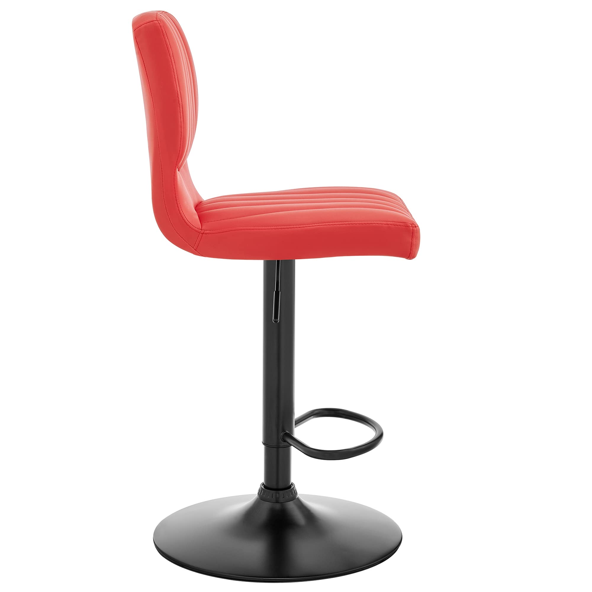 Adjustable Height Red Faux Leather Swivel Bar Stool