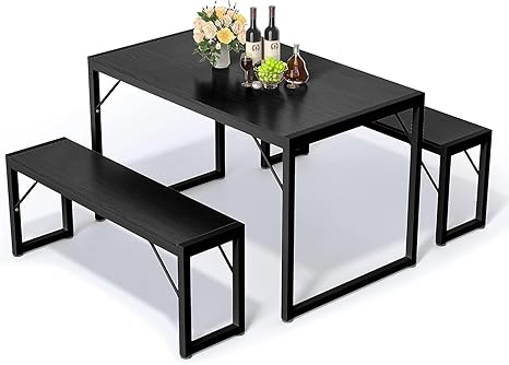 4-Piece Dining Table Set with Benches