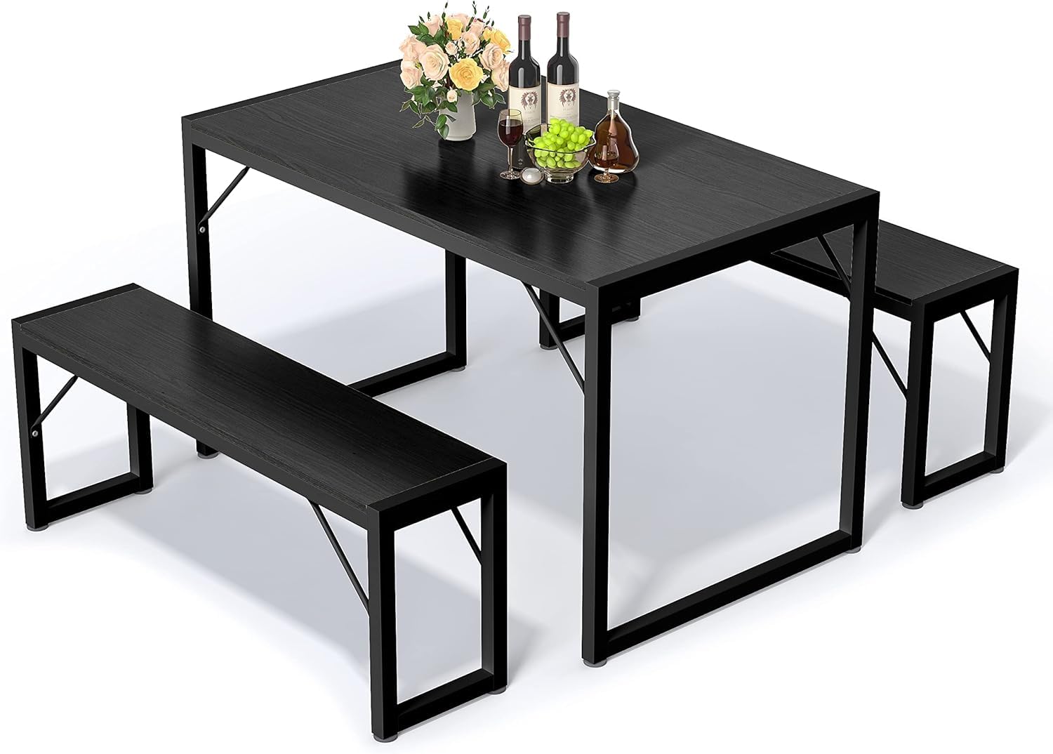 4-Piece Space-Saving Dining Table Set with Benches