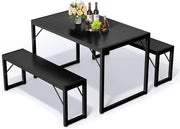 4-Piece Space-Saving Dining Table Set with Benches