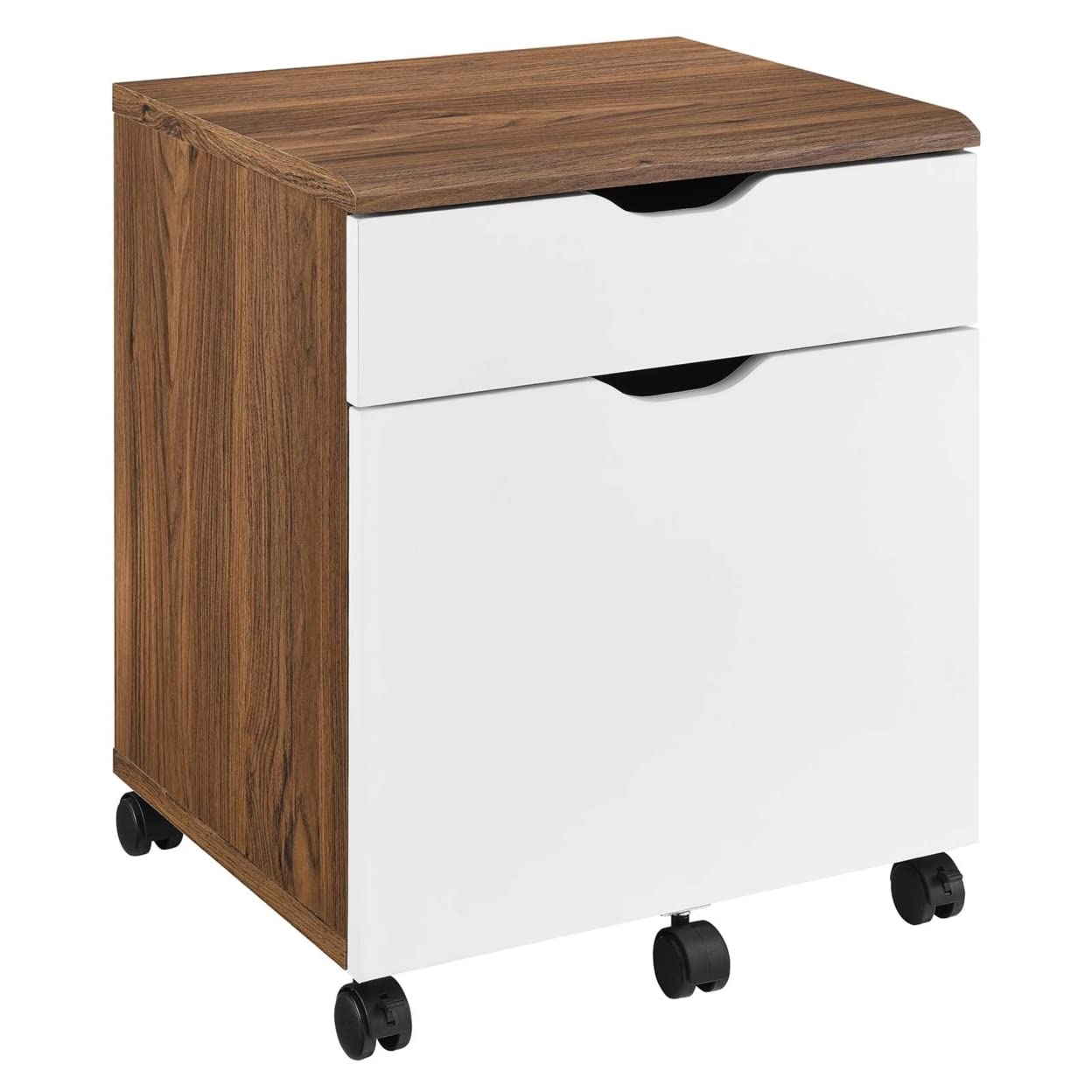 Modway Envision Mid-Century Modern, File Cabinet, Walnut White
