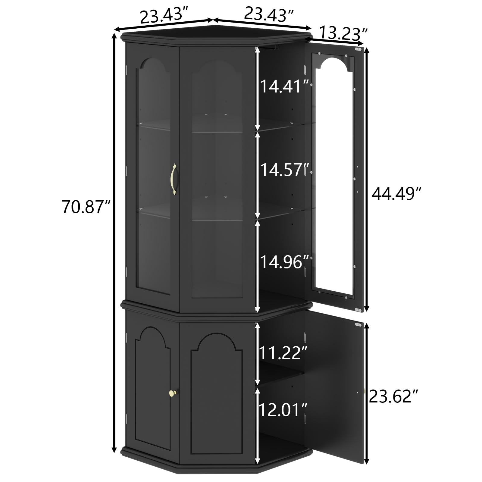 Corner Bar Cabinet with LED Lights and Tempered Glass Door