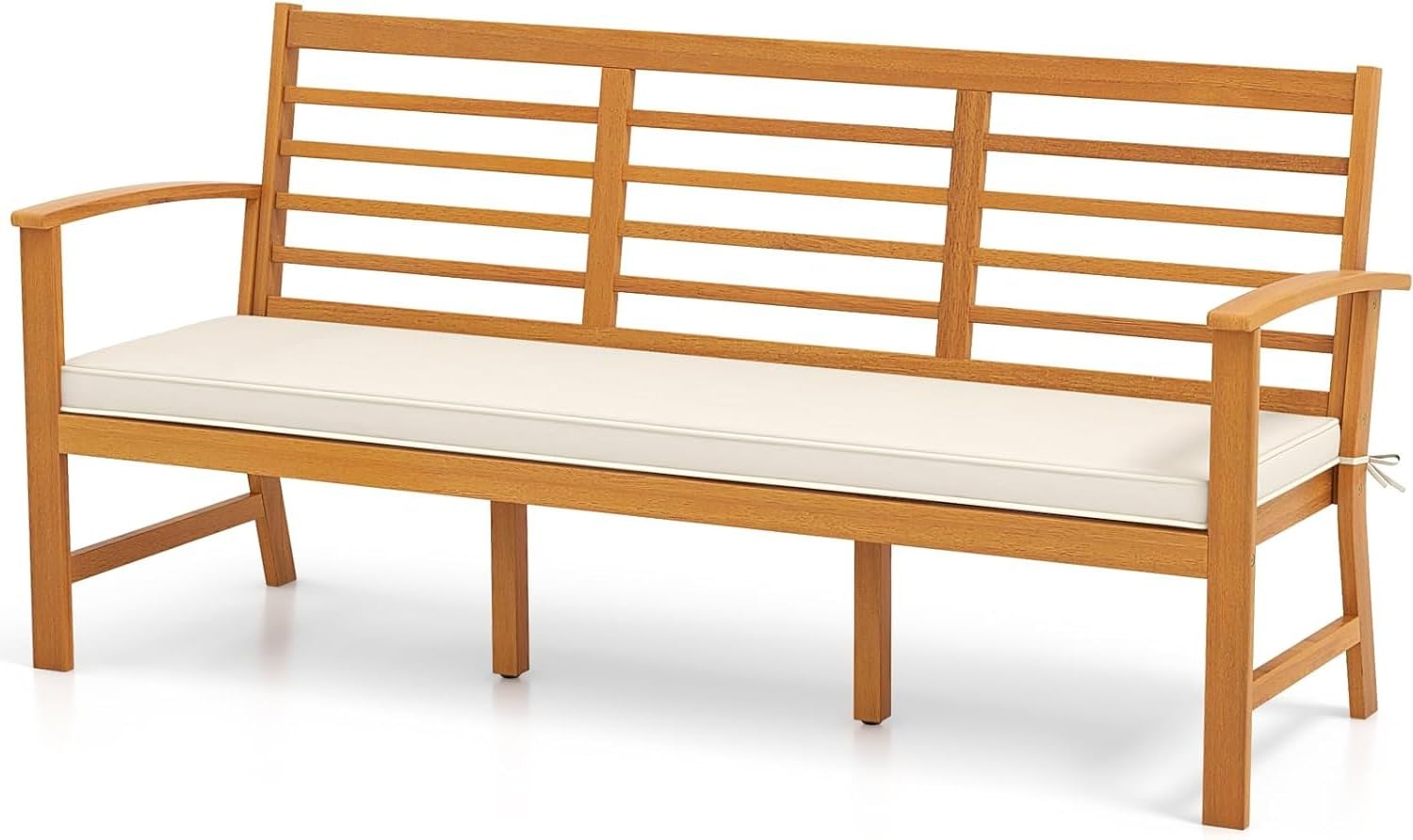 64" Acacia Wood Outdoor Bench with Cushion
