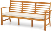64" Acacia Wood Outdoor Bench with Cushion