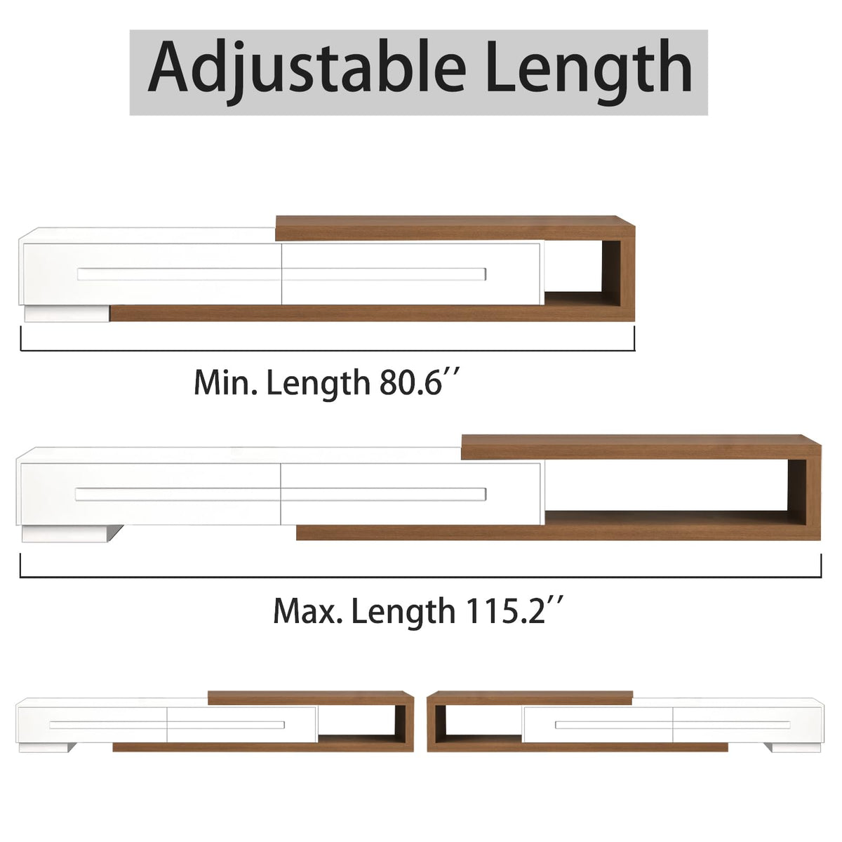 80-115 Inch Extendable TV Stand Entertainment Center