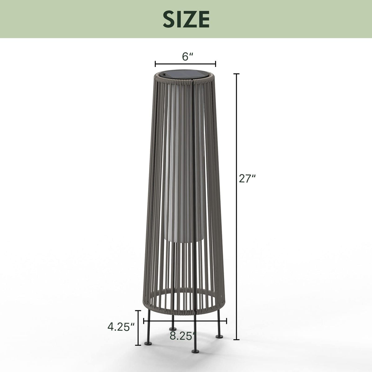 Outdoor Solar Floor Lamp 2-Pack - Wicker Waterproof Patio Light