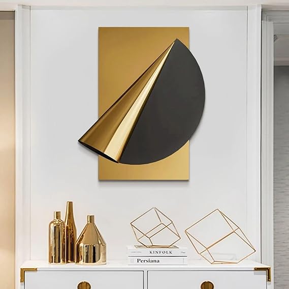 Large Modern Metal Wall Art 3D Geometric Gold Abstract Rectangle Wall Sculpture