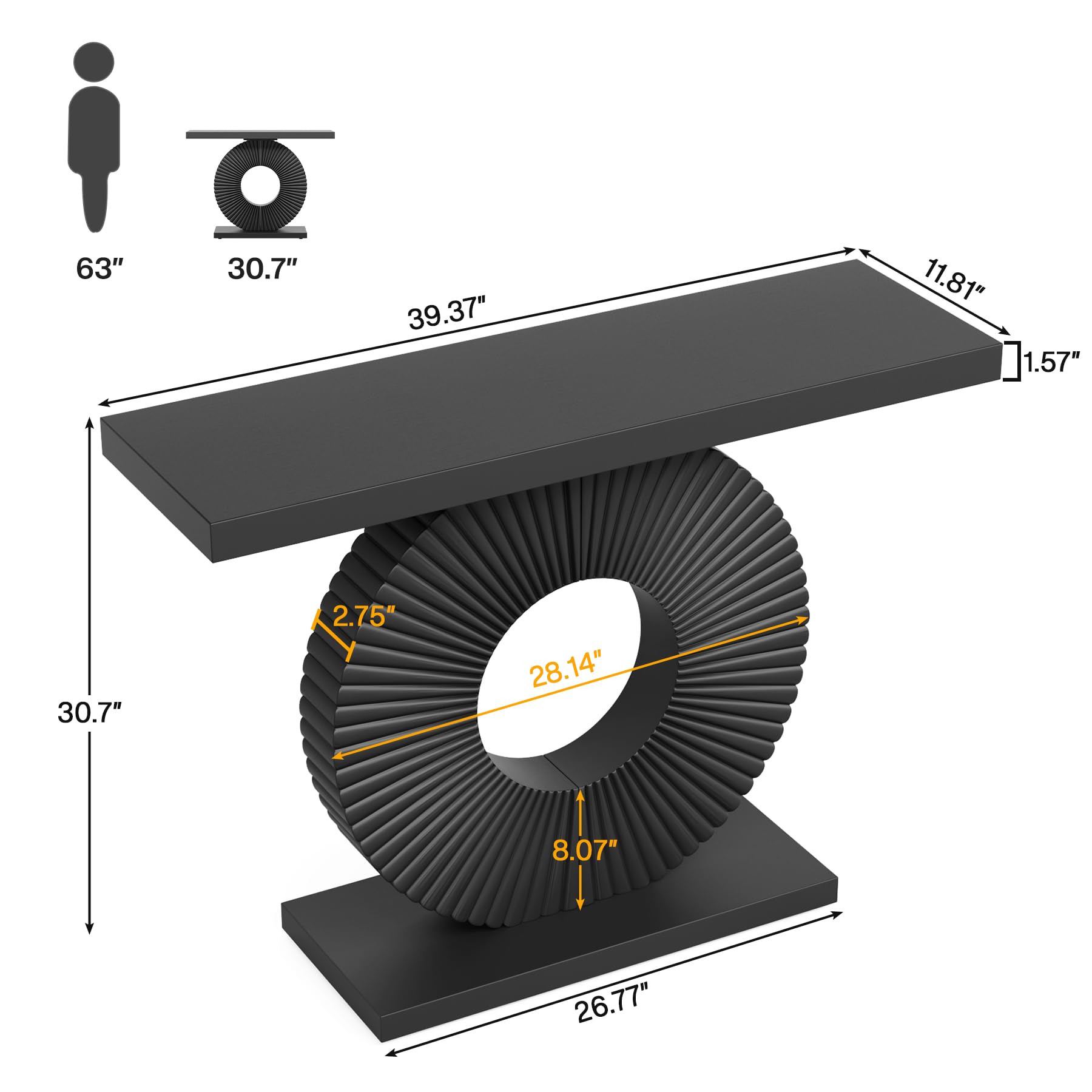 Modern Console Table with Geometric Base 40 Inch