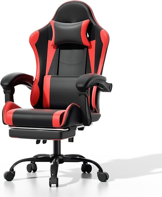 Ergonomic Gaming Chair with Footrest and Lumbar Support