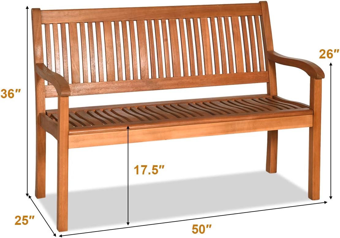 Outdoor Wood Garden Bench 50"W