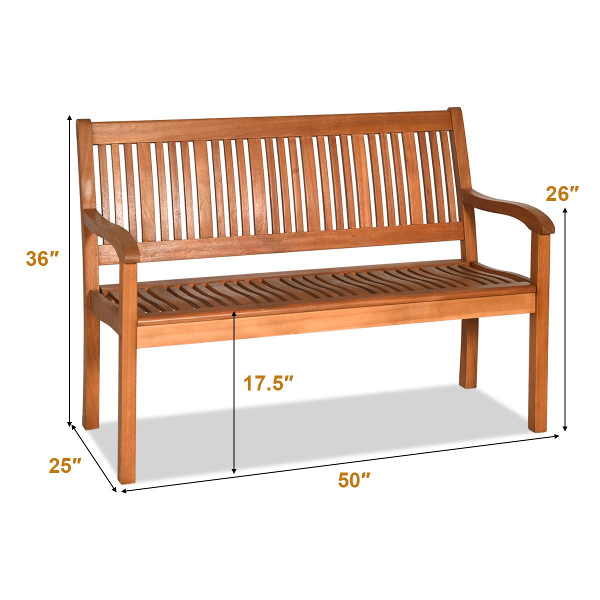 Outdoor Wood Garden Bench 50"W