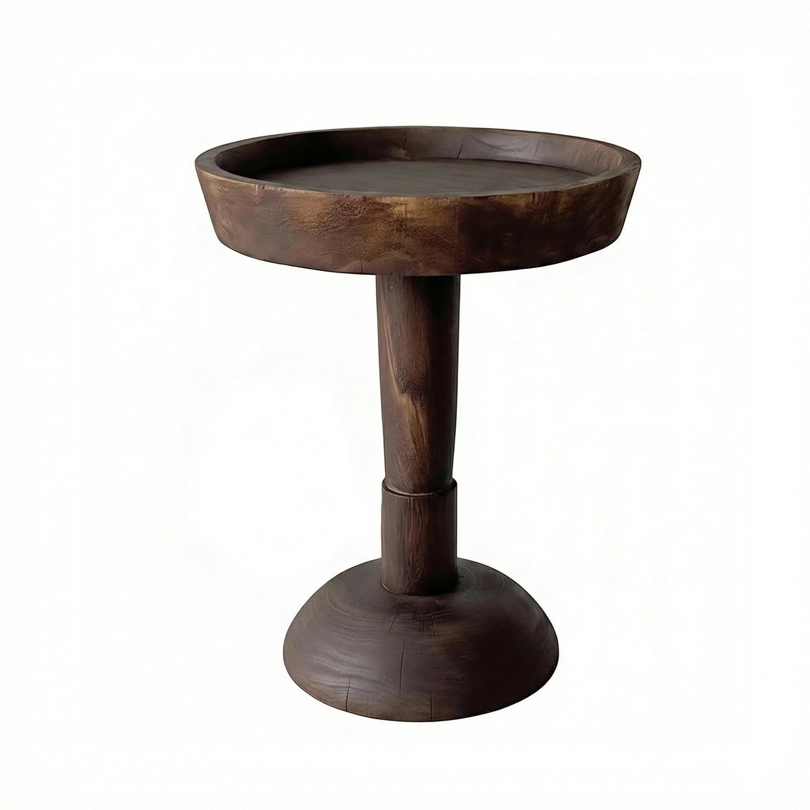 Solid Wood Side Table Live Edge Round 15 Inch