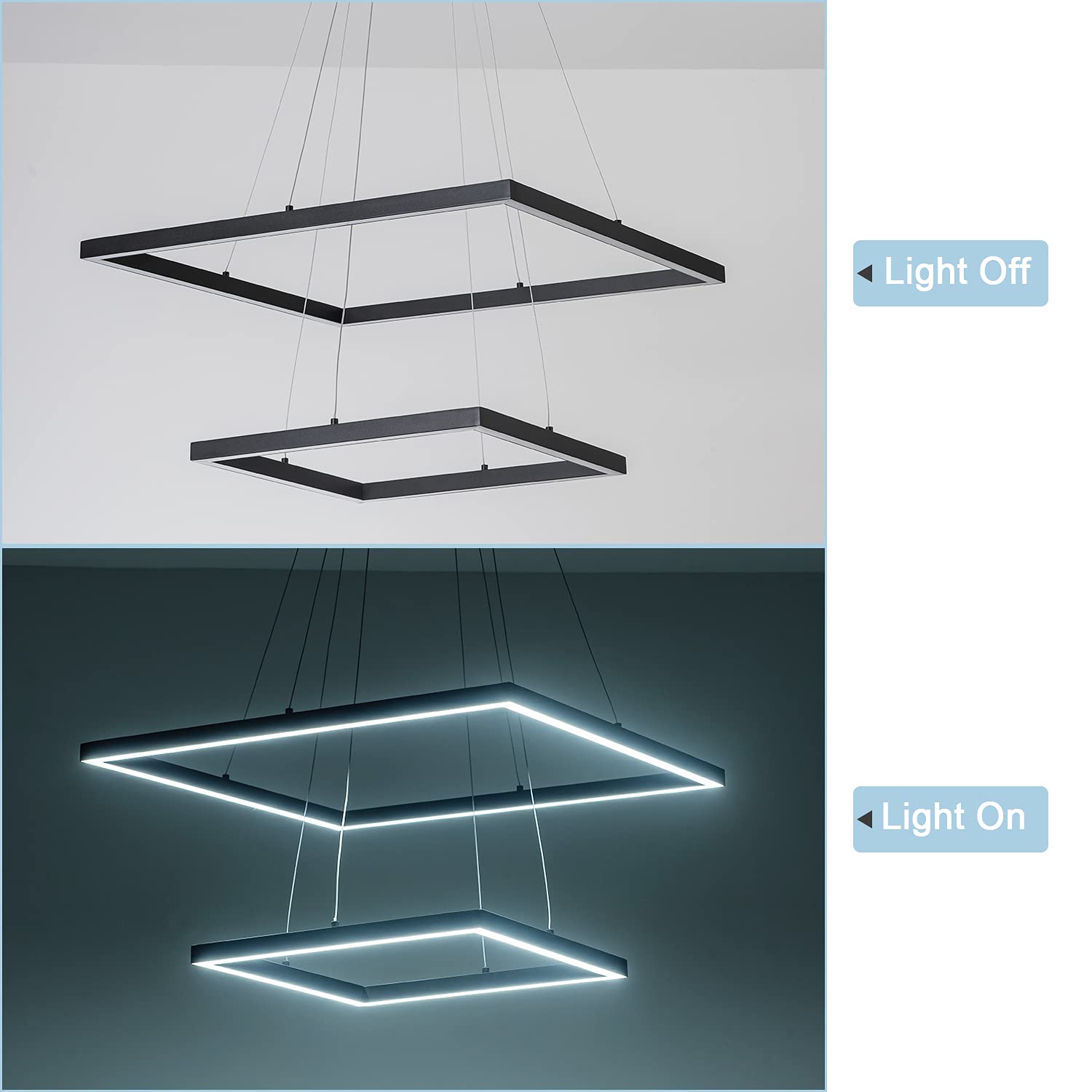 Modern LED Square Chandelier Dimmable Pendant Light