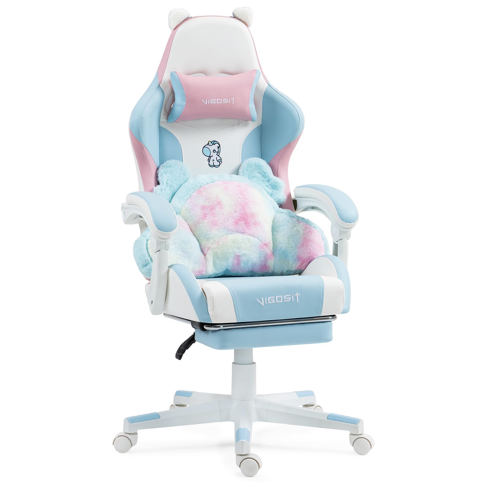 Cat Ear Gaming Chair with Footrest