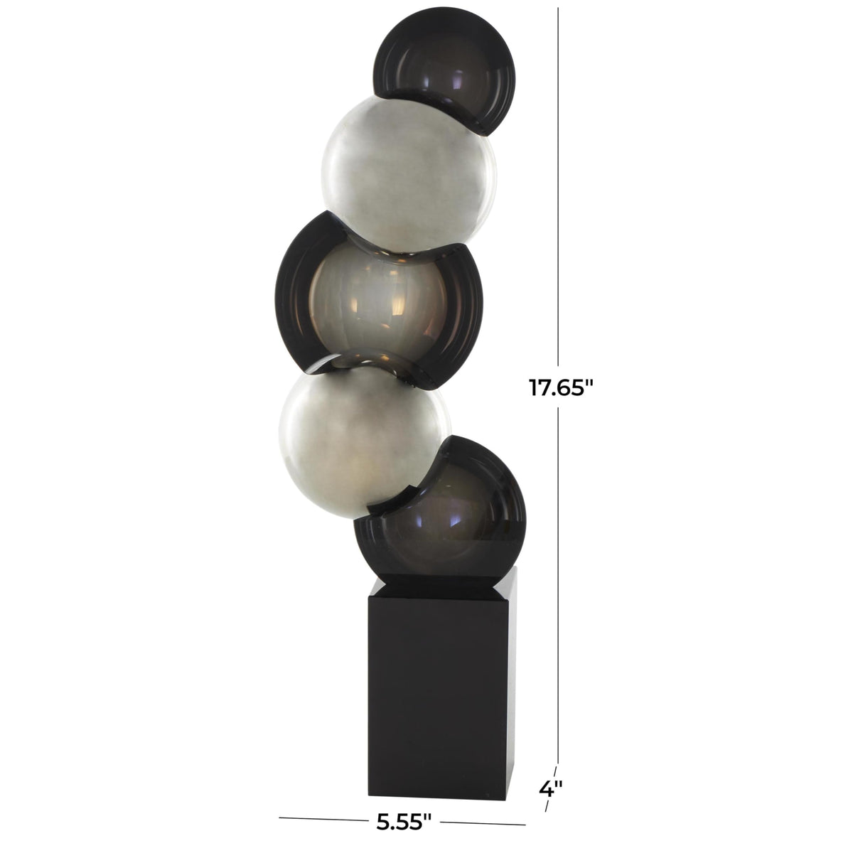 Glass Abstract Decorative Sculpture with Black Base