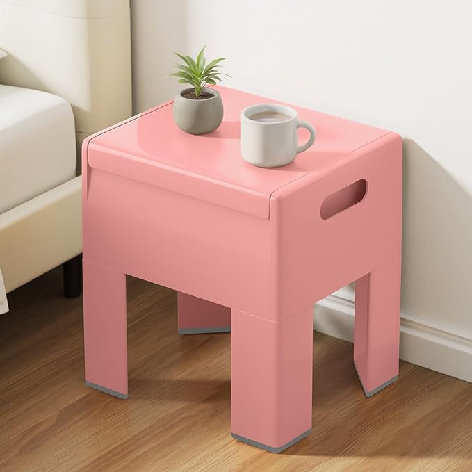 Modern Plastic Nightstand with Storage