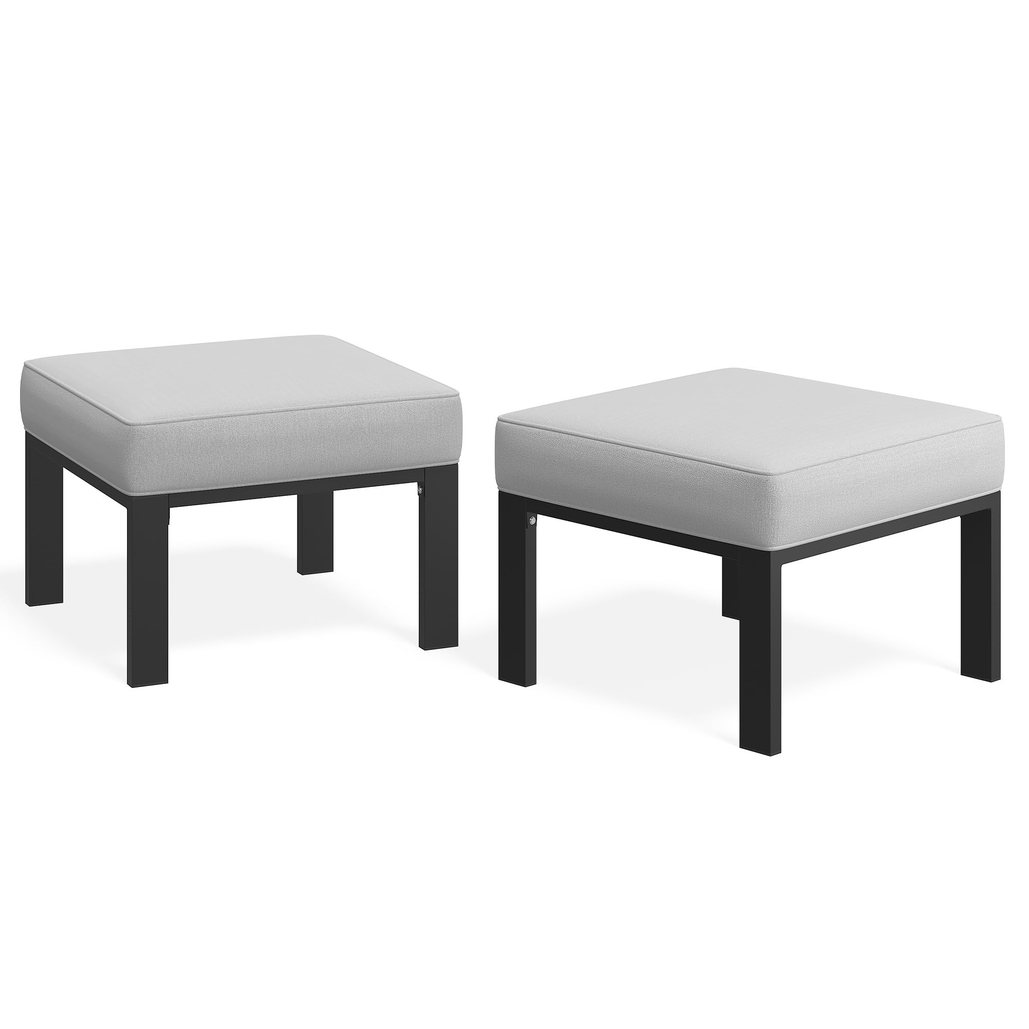 Metal Outdoor Ottoman Set of 2 with Cushions