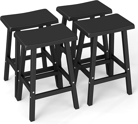 Outdoor Bar Stools Set of 4 - 29 Inch Saddle Seat