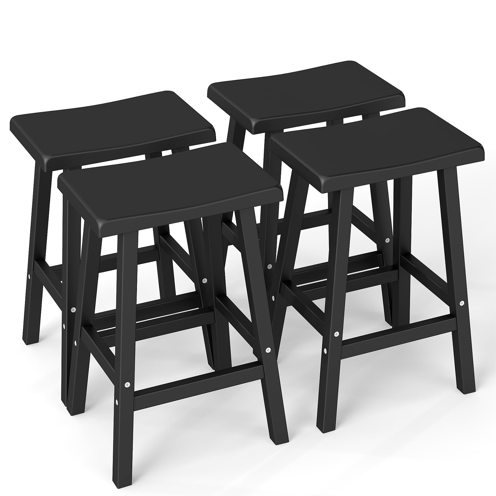 Outdoor Bar Stools Set of 4 - 29 Inch Saddle Seat