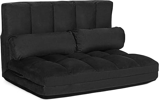 6-Position Adjustable Floor Sofa with Removable Pillows