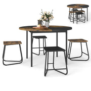 5-Piece Round Dining Set with 4 Stools