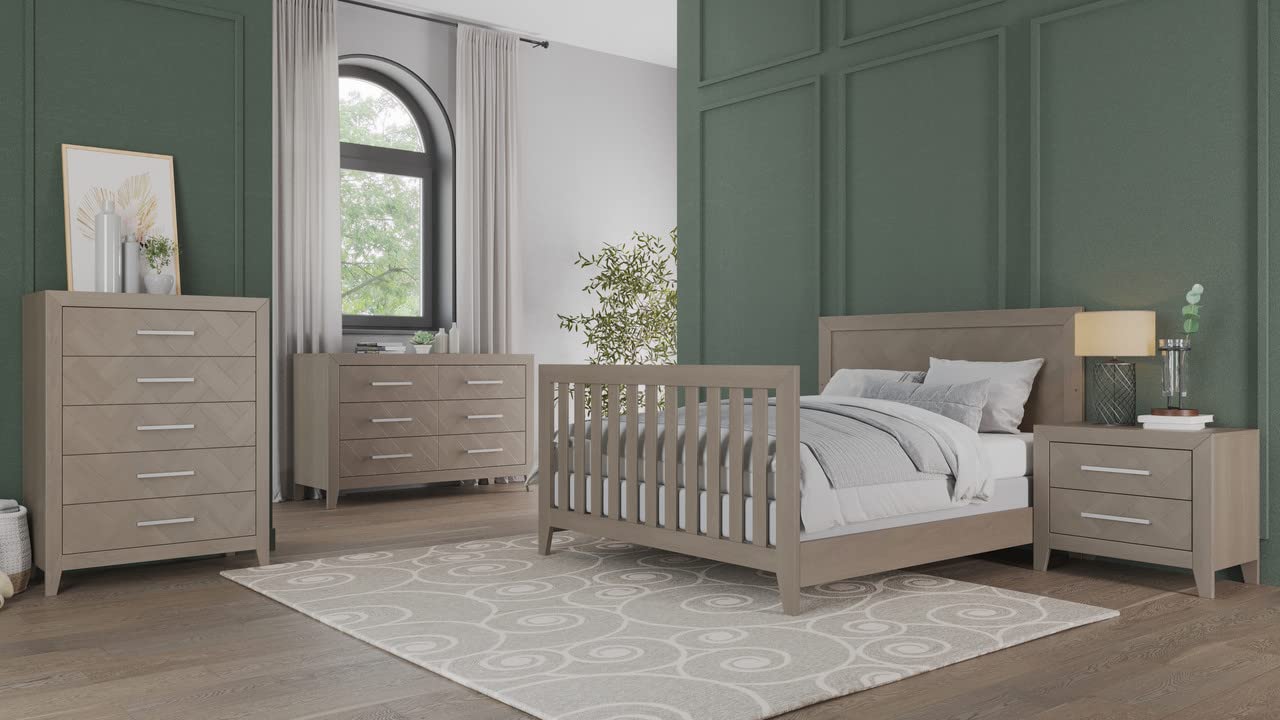 2-Drawer Nightstand with Herringbone Design