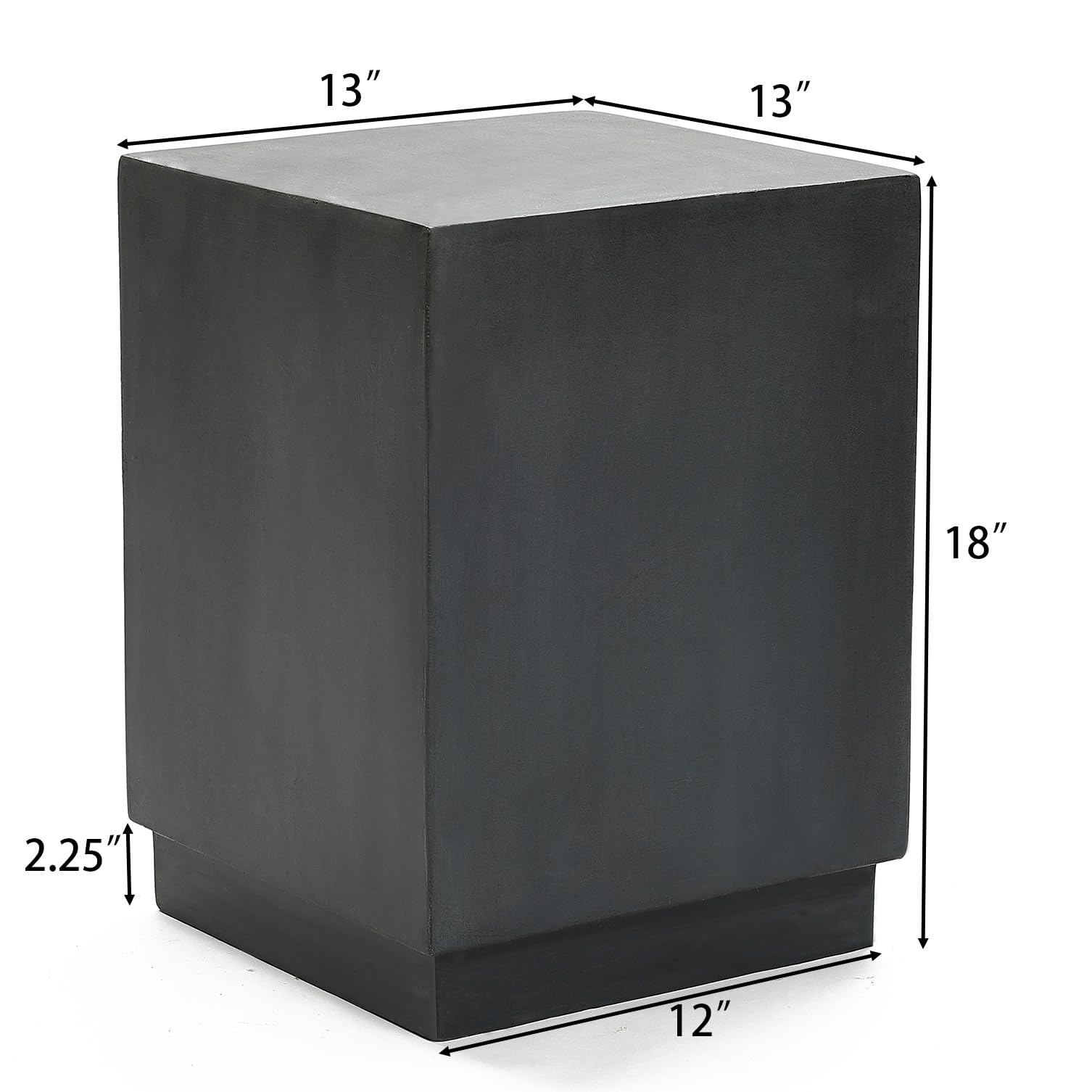18" Minimalist Gray Square Outdoor Side Table