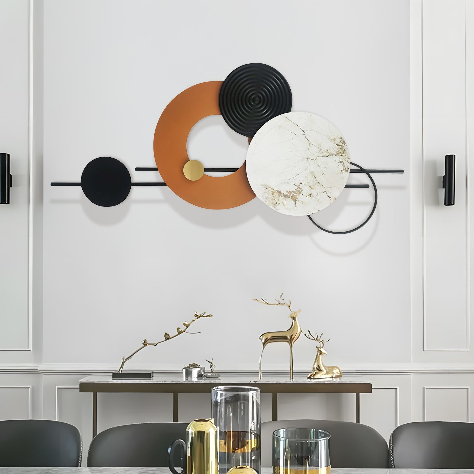 3D Large Metal Wall Art Round Modern Luxury Wall Sculpture