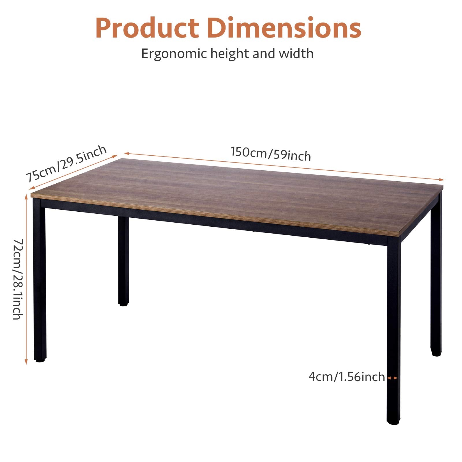 59 Inch Computer Desk with Walnut Finish