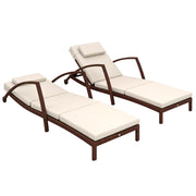 Wicker Chaise Lounge Chair Set of 2 - 5-Position Adjustable Reclining with Wheels