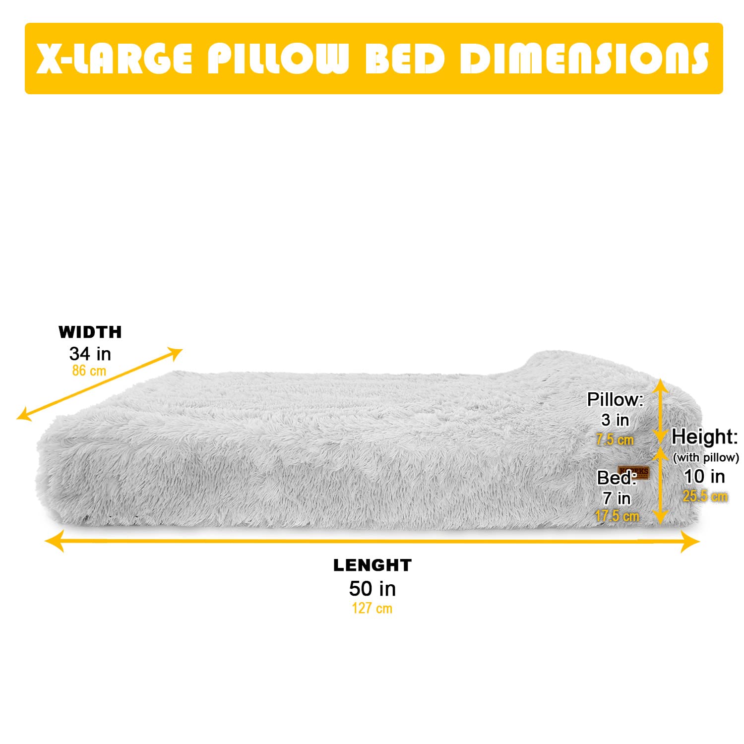 Orthopedic Memory Foam Dog Bed - Extra Large with Pillow
