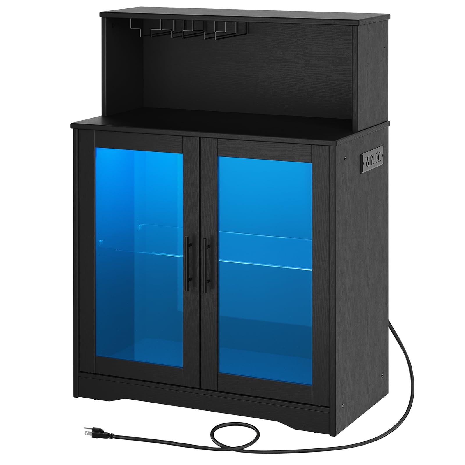 Wine Bar Cabinet with LED Light and Power Outlets