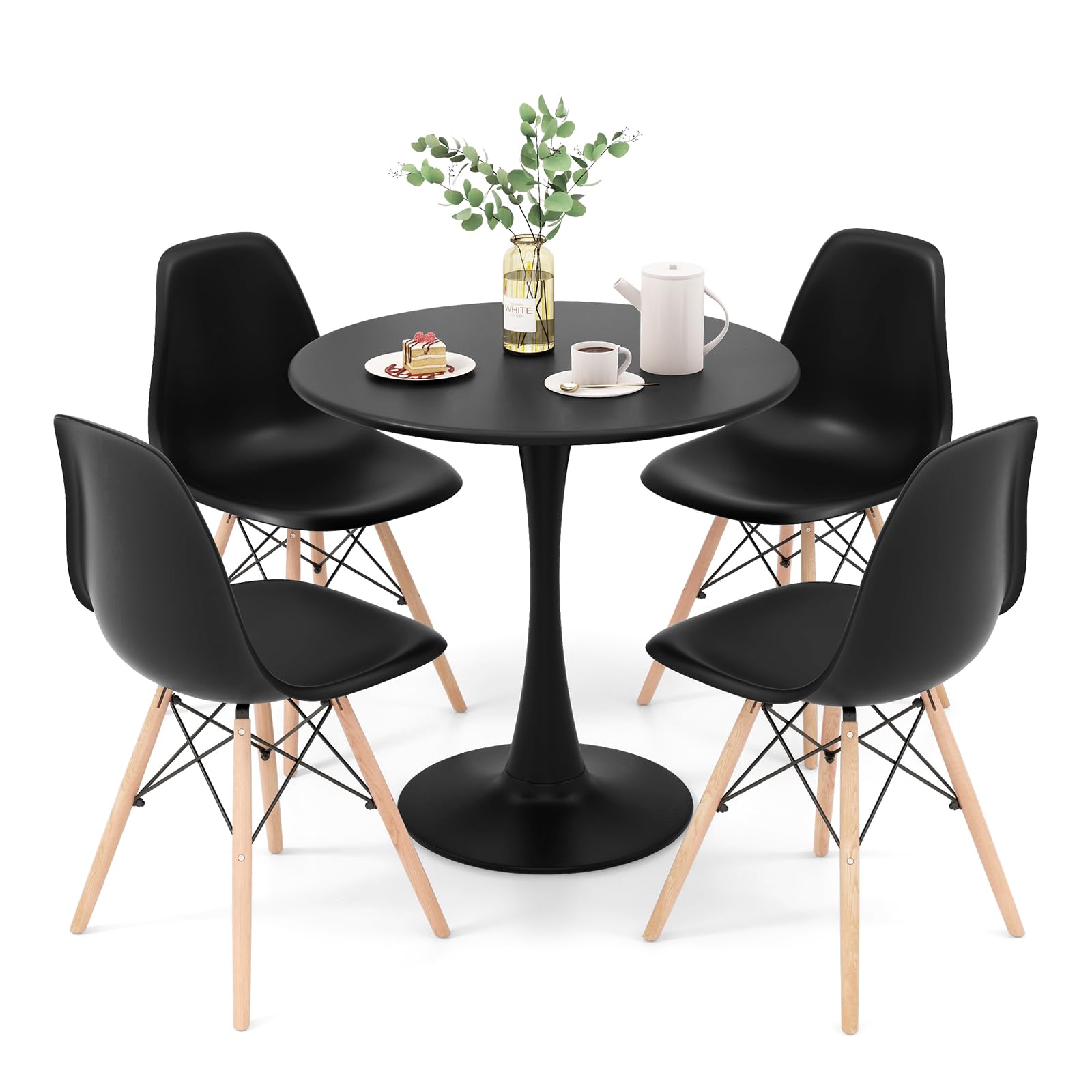 5-Piece Round Dining Table Set with 4 Chairs
