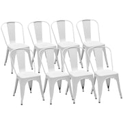 Metal Dining Chairs Set of 8 - Stackable Restaurant Chairs