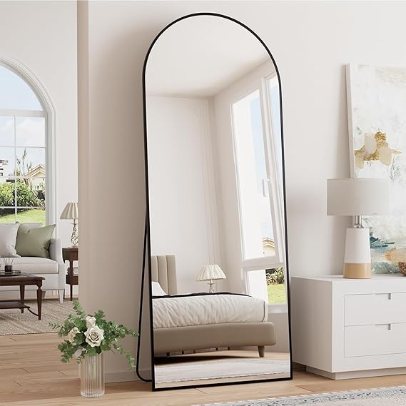 Arched Full Length Mirror 70x26 Gold Aluminum Frame