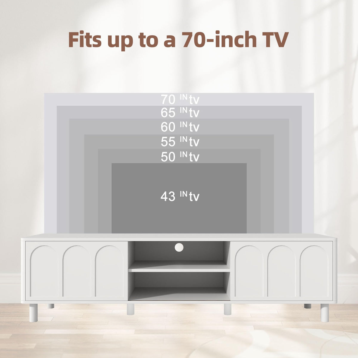 70 Inch TV Stand Entertainment Center with Sliding Doors