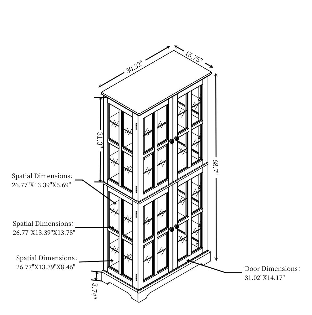 Antique Glass Display Cabinet with Adjustable Shelves