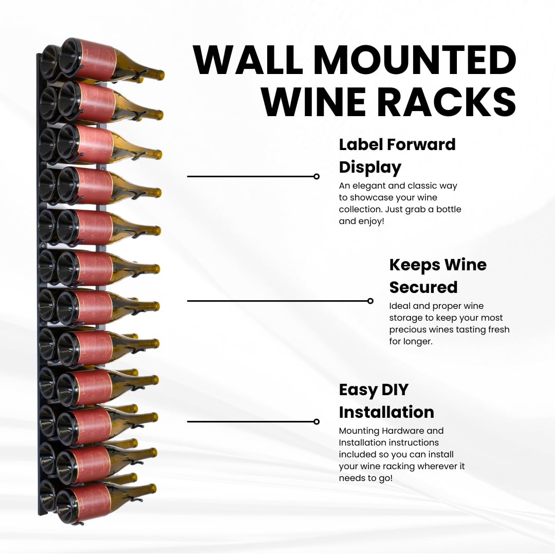 Wall Mounted Metal Wine Rack - 24 Bottle Holder